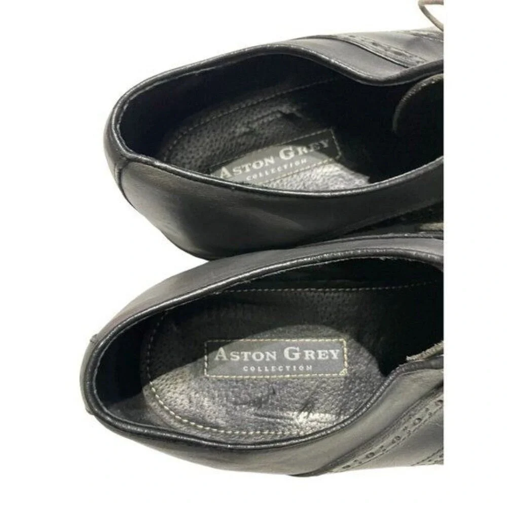 Ashton‎ Grey Men's Dress Shoes Lace Up Oxford Black Leather Size 11.5